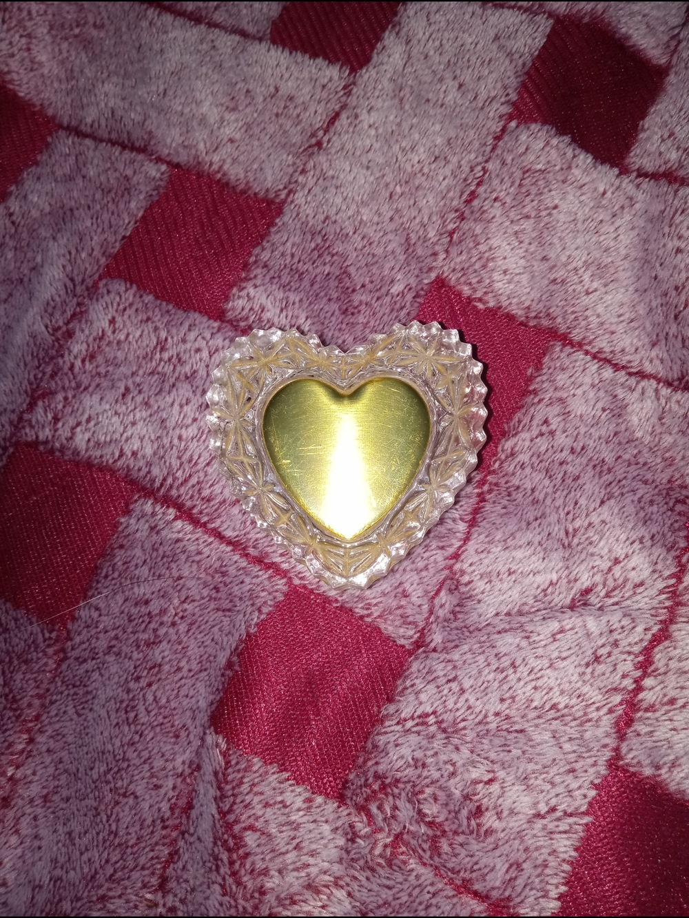 Heart-Shaped Glass Trinket Dish with Gold Center